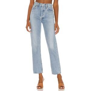 AGOLDE 90's Pinch Waist High Rise Straight Jeans Soundwave Light Wash Women's 25